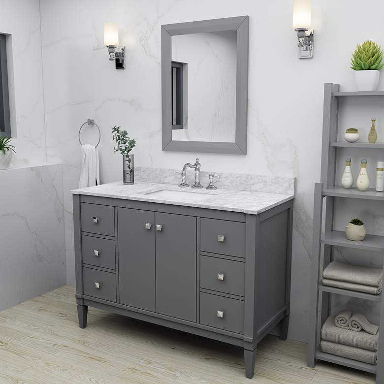Image 1 Kayleigh Sapphire Gray 48 inch Italian Marble-Top Sink Vanity