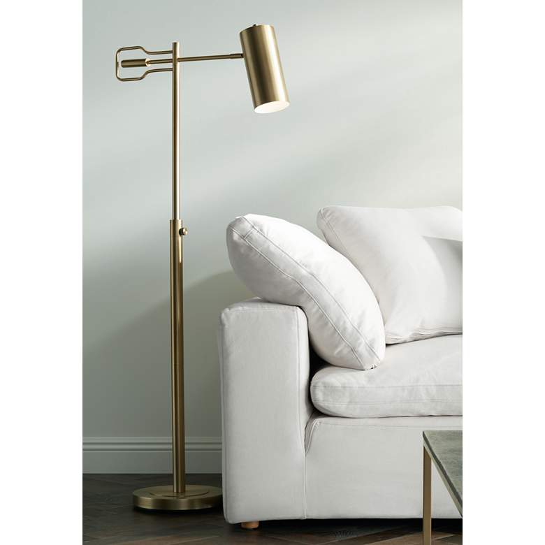 Image 1 Kaylie Brass Finish Adjustable Task and Reading Modern Floor Lamp