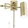 Kaylie Warm Brass Cylinder Shade Swing Arm Wall Lamp with Cord Cover