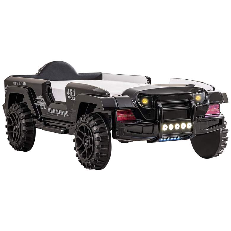 Image 2 Kaylo Black Off-Road SUV Kids Bed with LED Lights and Sound