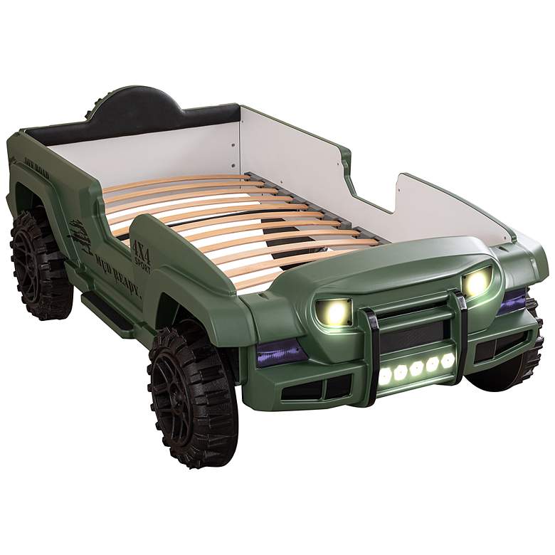 Image 2 Kaylo Green Off-Road SUV Kids Bed with LED Lights and Sound