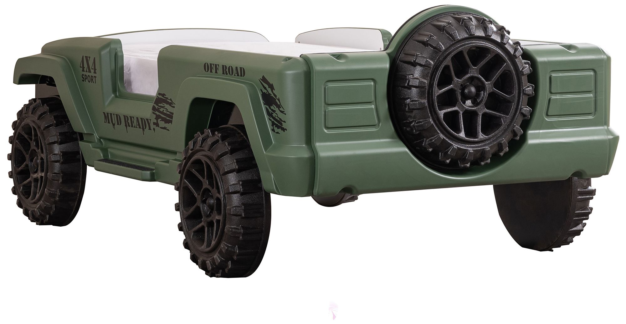 Kaylo Green Off-Road SUV Kids Bed with LED Lights and Sound