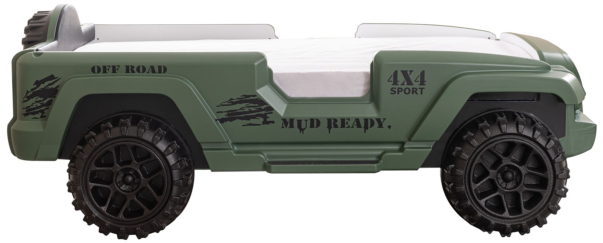 Kaylo Green Off-Road SUV Kids Bed with LED Lights and Sound