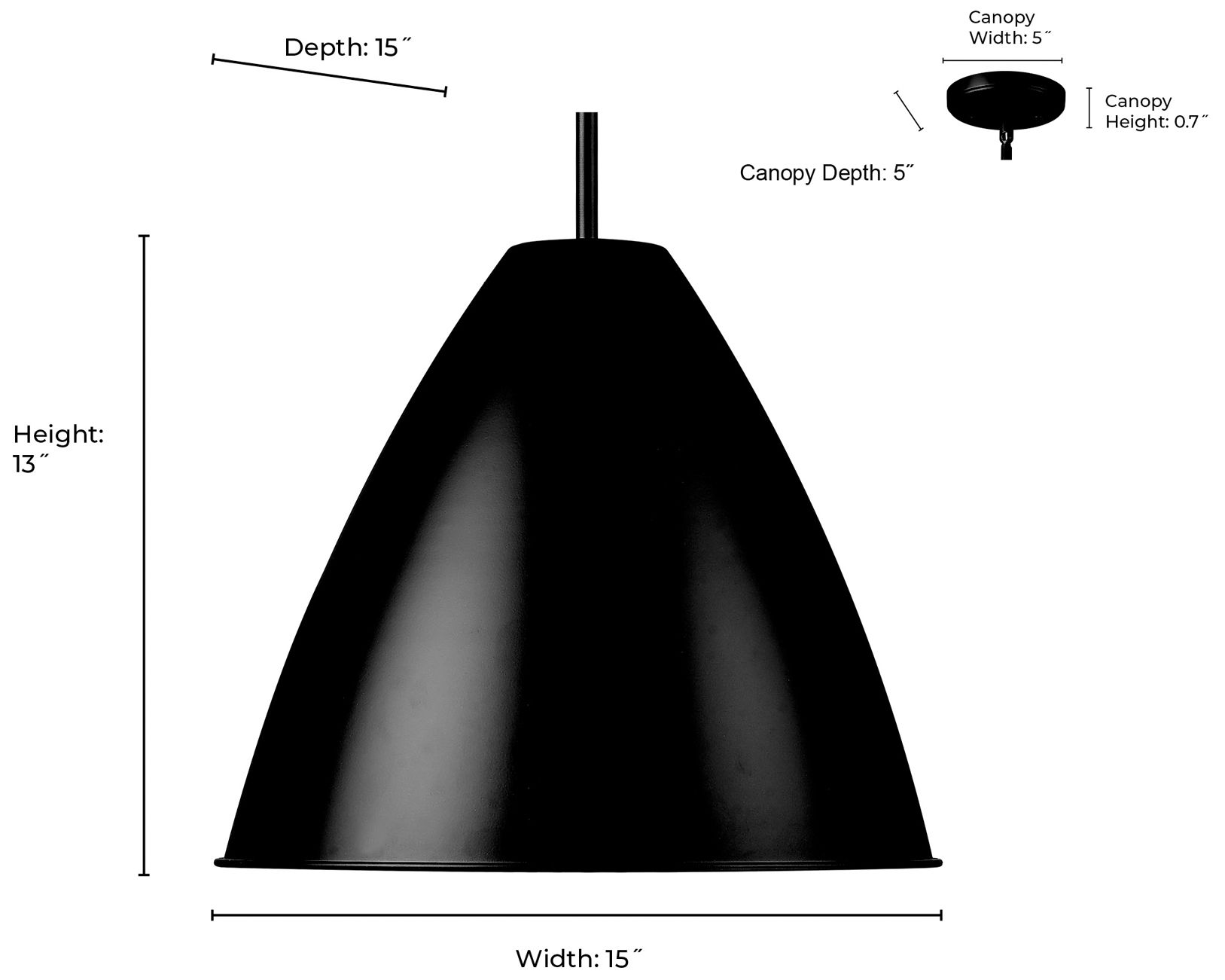 Image 7 Kayman 15" Wide Matte Black Pendant Light more views