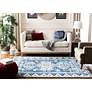 Thumbnail1 of Kazak 118 6'7"x6'7" Square Blue and Creme Oriental Rug