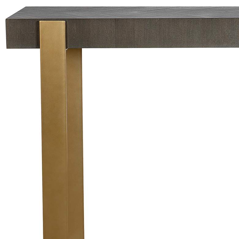 Image 3 Kea 60" Wide Dark Walnut Stain Brushed Brass Console Table more views