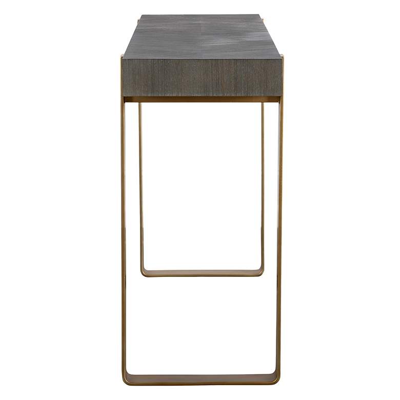Image 6 Kea 60" Wide Dark Walnut Stain Brushed Brass Console Table more views