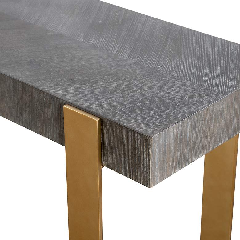 Image 7 Kea 60" Wide Dark Walnut Stain Brushed Brass Console Table more views
