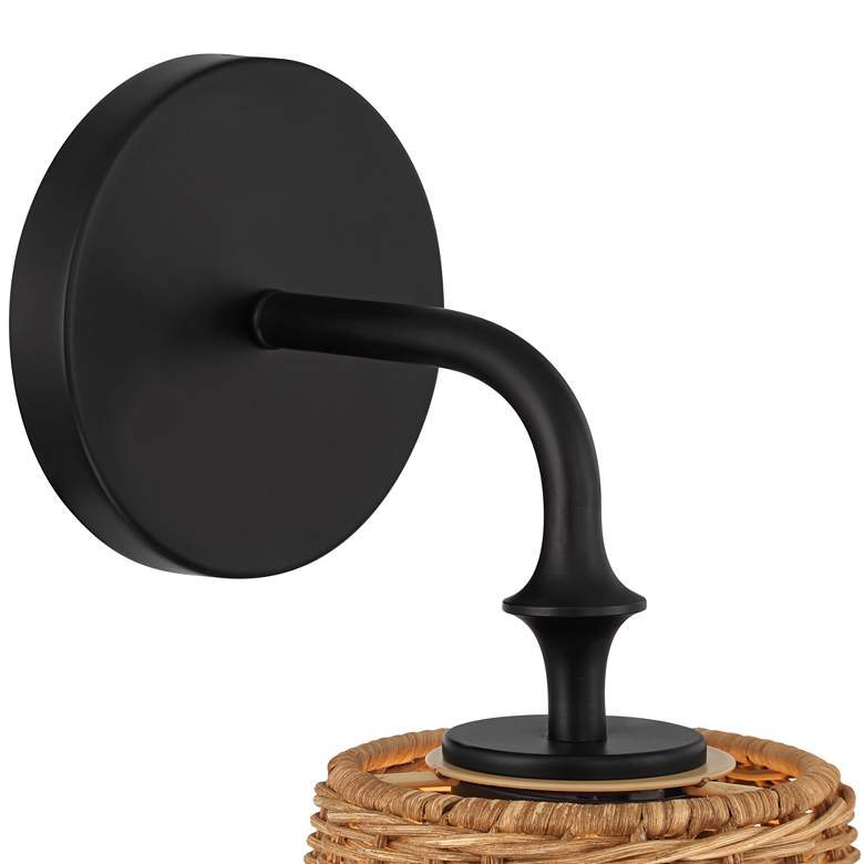 Image 2 Keanu 11 1/4" High Rattan and Matte Black Wall Sconce more views