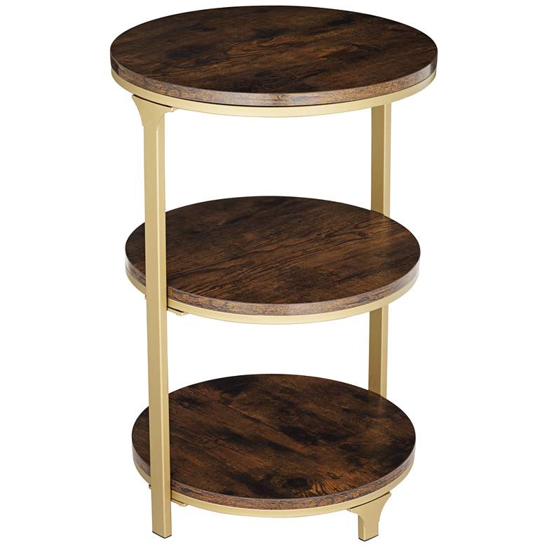 Image 7 Keanu 15 1/4 inch Wide Light Bronze 3 Tier Side Table more views