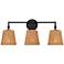 Keanu 23 1/4" Wide Rattan and Matte Black 3-Light Bath Light
