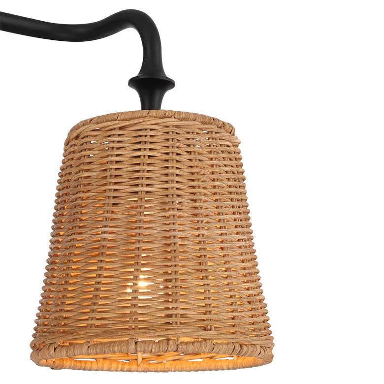 Image 4 Keanu 23 1/4" Wide Rattan and Matte Black 3-Light Bath Light more views