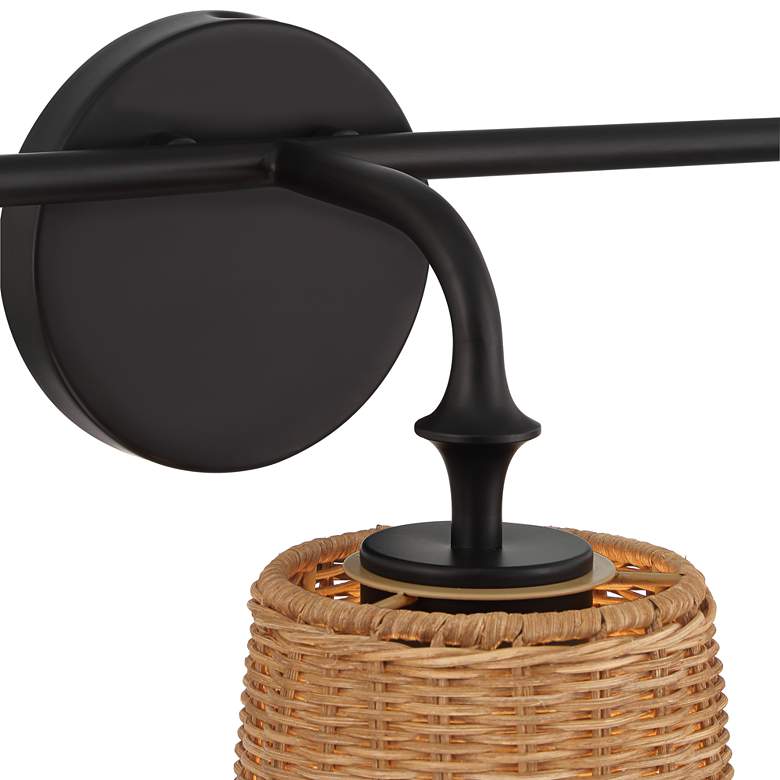 Image 5 Keanu 23 1/4" Wide Rattan and Matte Black 3-Light Bath Light more views
