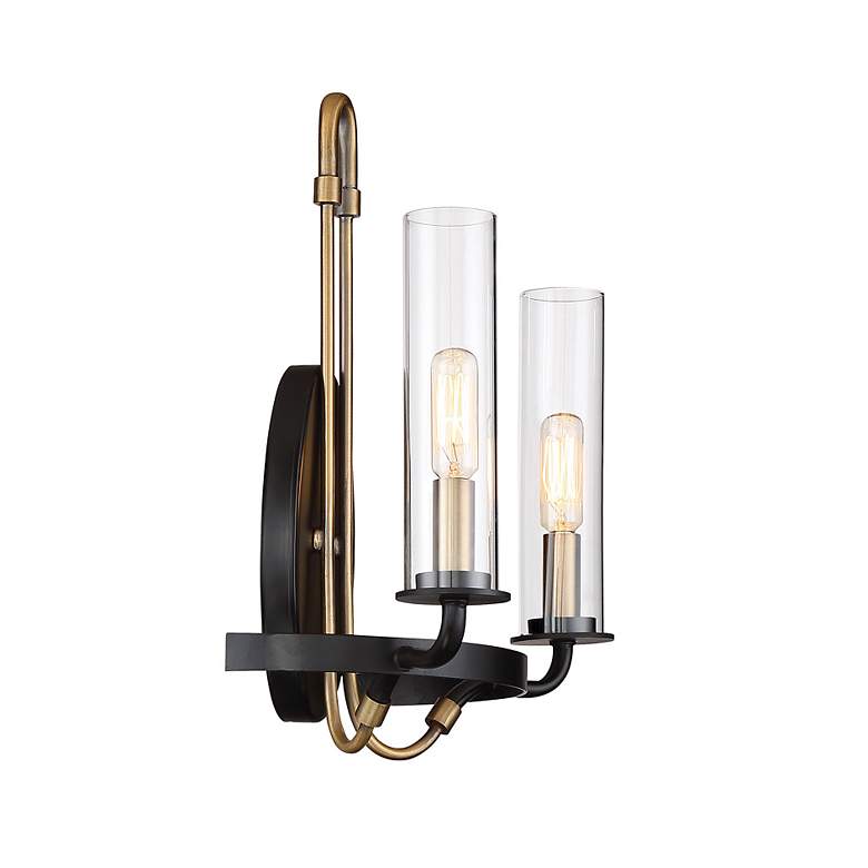 Image 3 Kearney 15" High Black with Warm Brass 2-Light Wall Sconce more views