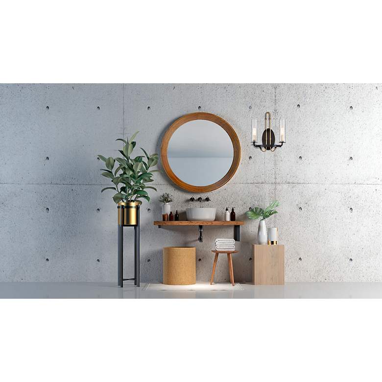 Image 4 Kearney 15" High Black with Warm Brass 2-Light Wall Sconce more views