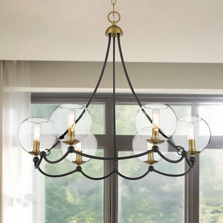 Image 2 Kearney Park 29" Wide Coal and Brass 6-Light Chandelier