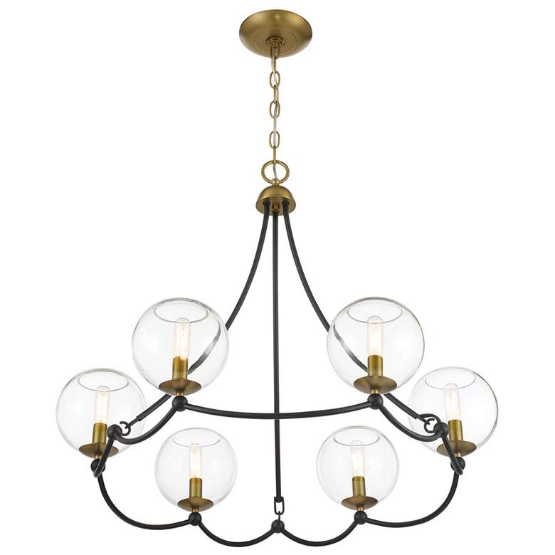 Image 5 Kearney Park 29" Wide Coal and Brass 6-Light Chandelier more views