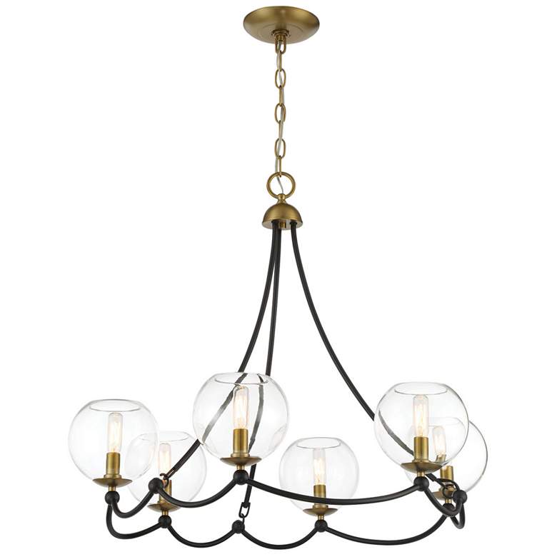Image 7 Kearney Park 29" Wide Coal and Brass 6-Light Chandelier more views