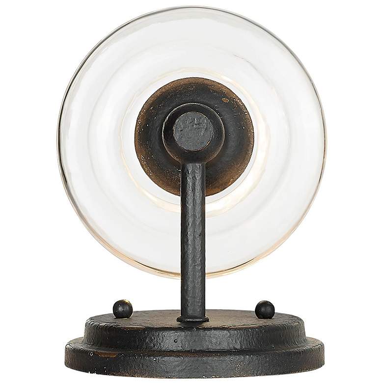 Image 3 Keating 1 Light Wall Sconce Antique Black Iron w Hammered Water Glass Shade more views