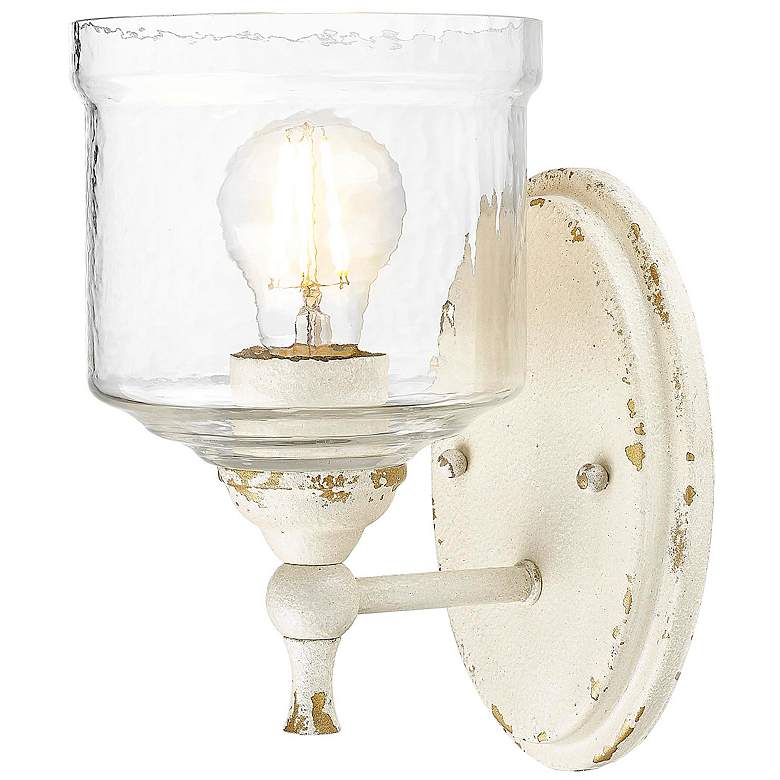 Image 2 Keating 1 Light Wall Sconce in Antique Ivory w Hammered Water Glass Shade more views