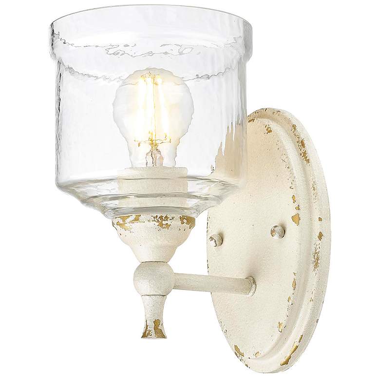 Image 5 Keating 1 Light Wall Sconce in Antique Ivory w Hammered Water Glass Shade more views