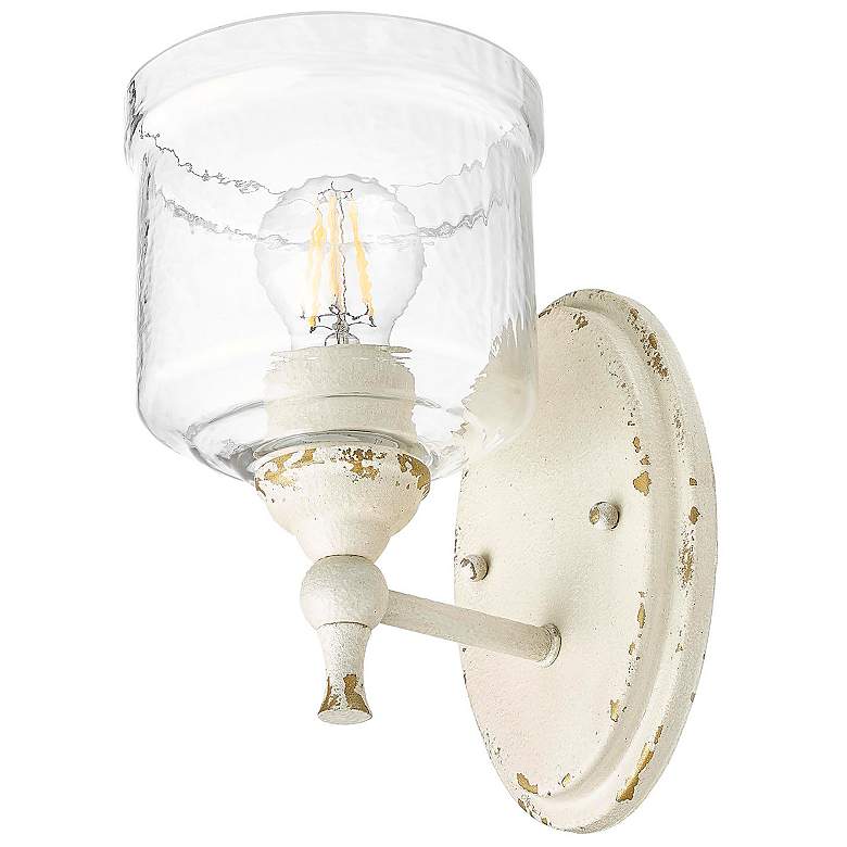 Image 6 Keating 1 Light Wall Sconce in Antique Ivory w Hammered Water Glass Shade more views