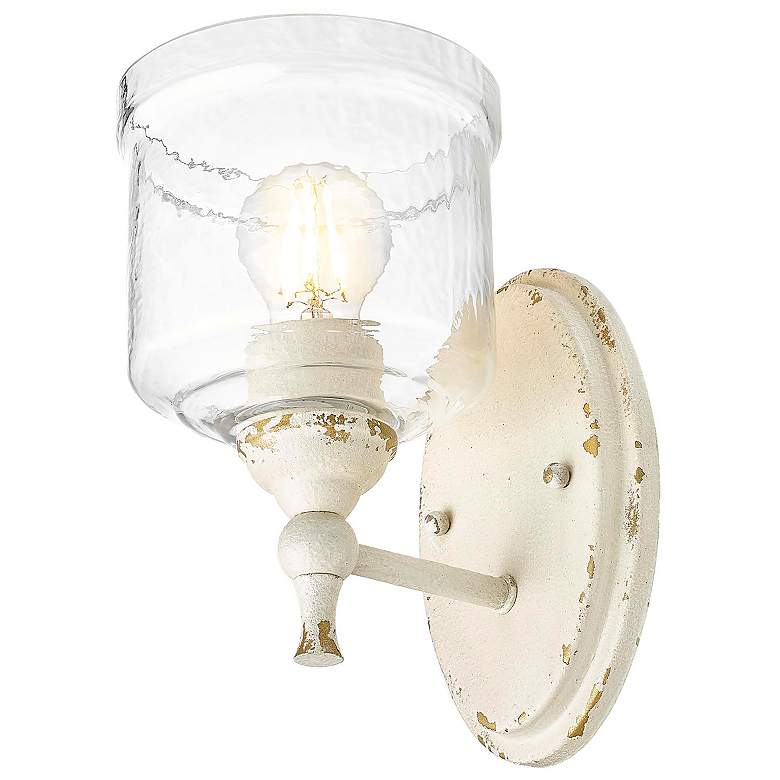 Image 7 Keating 1 Light Wall Sconce in Antique Ivory w Hammered Water Glass Shade more views