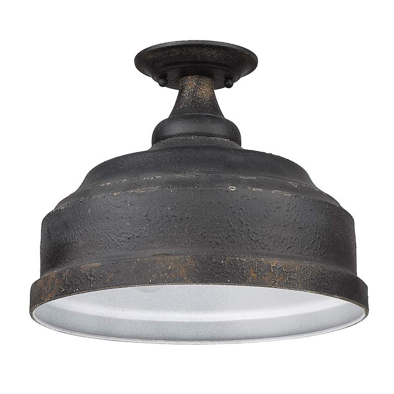 Image 4 Keating 13 3/4" Wide Antique Black Iron Ceiling Light more views