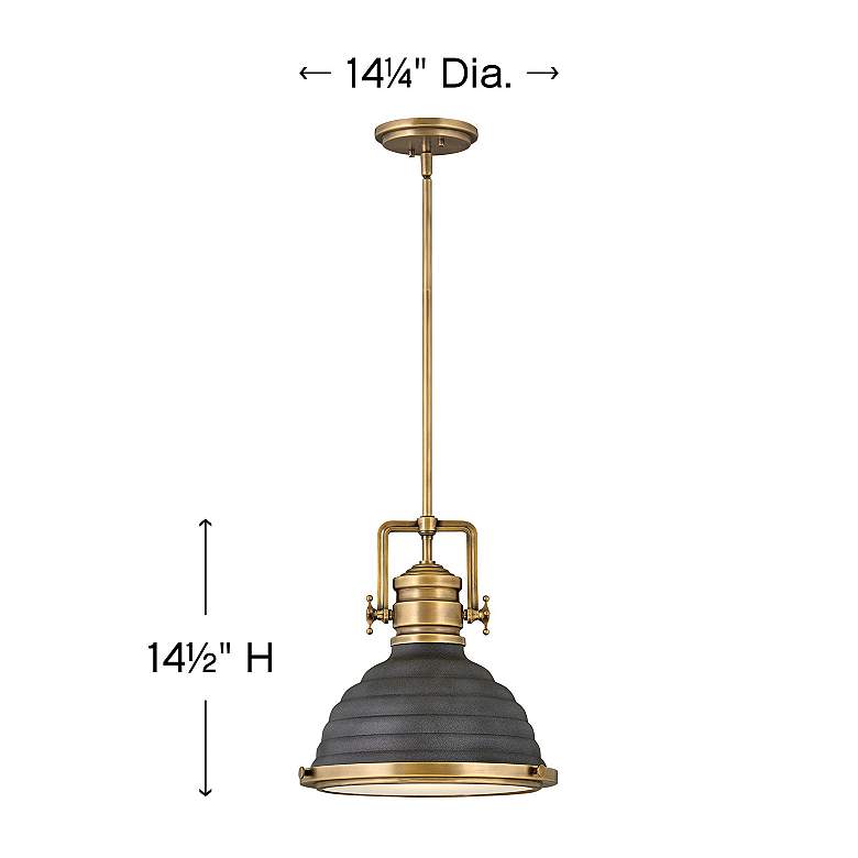 Image 5 Keating 14 1/4 inch Wide Heritage Brass Aged Zinc Pendant Light more views