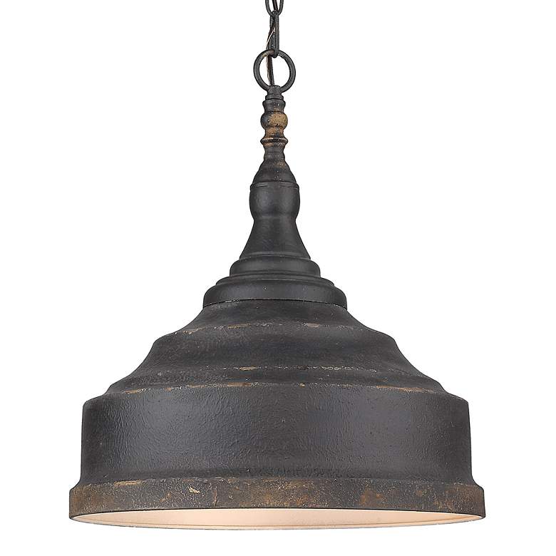 Image 5 Keating 16 1/2 inch Wide Antique Black Iron 3-Light Pendant more views
