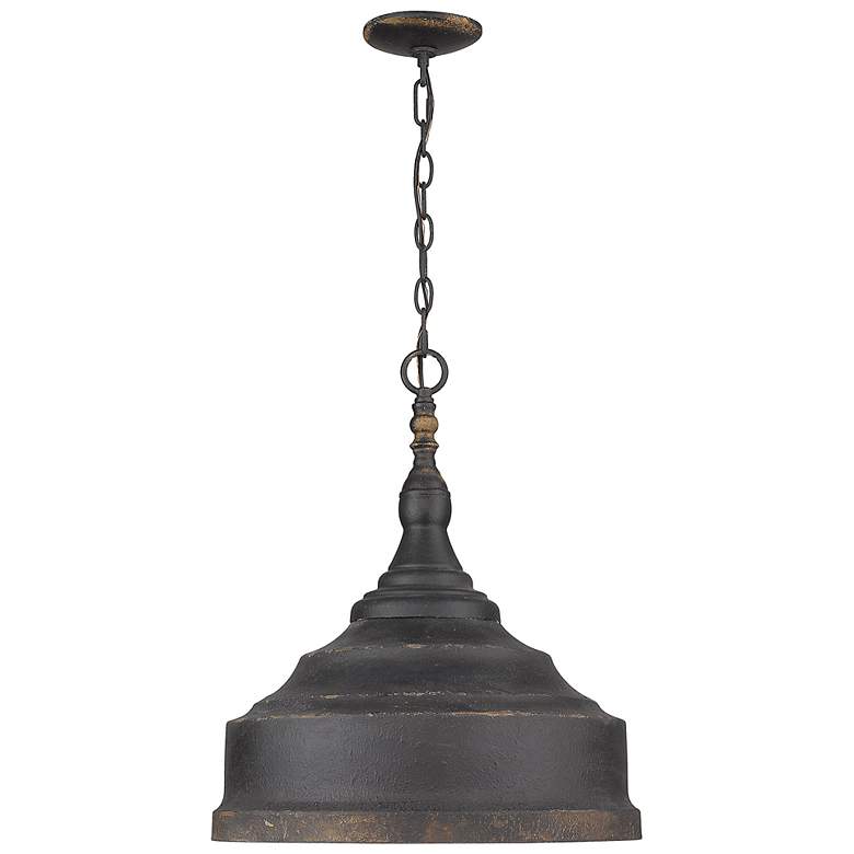 Image 7 Keating 16 1/2 inch Wide Antique Black Iron 3-Light Pendant more views