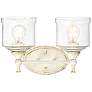2_Keating 2 Light Bath Vanity in Antique Ivory w Hammered Water Glass Shade