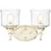 Keating 2 Light Bath Vanity in Antique Ivory w Hammered Water Glass Shade