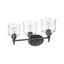 4_Keating 3 Light Bath Vanity Antique Black Iron w Hammered Water Glass Shade more views
