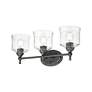 5_Keating 3 Light Bath Vanity Antique Black Iron w Hammered Water Glass Shade more views