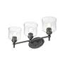 6_Keating 3 Light Bath Vanity Antique Black Iron w Hammered Water Glass Shade more views
