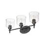 7_Keating 3 Light Bath Vanity Antique Black Iron w Hammered Water Glass Shade more views