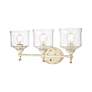 3_Keating 3 Light Bath Vanity in Antique Ivory w Hammered Water Glass Shade more views