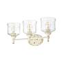 4_Keating 3 Light Bath Vanity in Antique Ivory w Hammered Water Glass Shade more views
