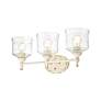 5_Keating 3 Light Bath Vanity in Antique Ivory w Hammered Water Glass Shade more views