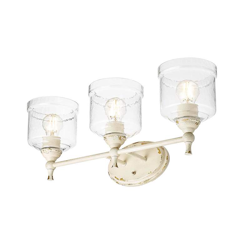 Image 7 Keating 3 Light Bath Vanity in Antique Ivory w Hammered Water Glass Shade more views