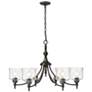 1_Keating 6 Light Chandelier Antique Black Iron w Hammered Water Glass Shade