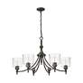 2_Keating 6 Light Chandelier Antique Black Iron w Hammered Water Glass Shade more views