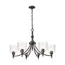 3_Keating 6 Light Chandelier Antique Black Iron w Hammered Water Glass Shade more views