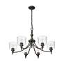 4_Keating 6 Light Chandelier Antique Black Iron w Hammered Water Glass Shade more views