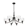 5_Keating 6 Light Chandelier Antique Black Iron w Hammered Water Glass Shade more views