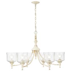 Keating 6 Light Chandelier in Antique Ivory with Hammered Water Glass Shade