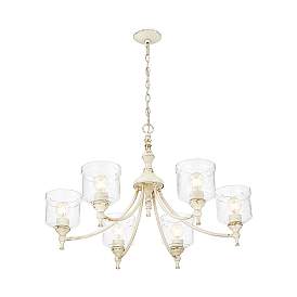 Image5 of Keating 6 Light Chandelier in Antique Ivory with Hammered Water Glass Shade more views