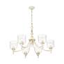 5_Keating 6 Light Chandelier in Antique Ivory with Hammered Water Glass Shade more views