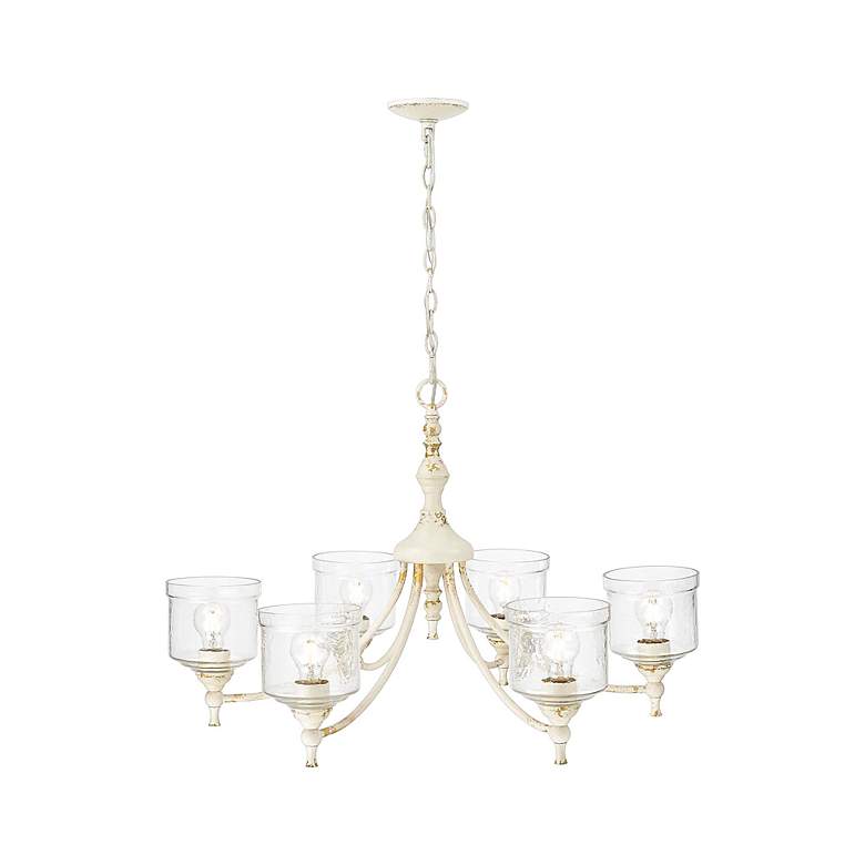 Image 6 Keating 6 Light Chandelier in Antique Ivory with Hammered Water Glass Shade more views